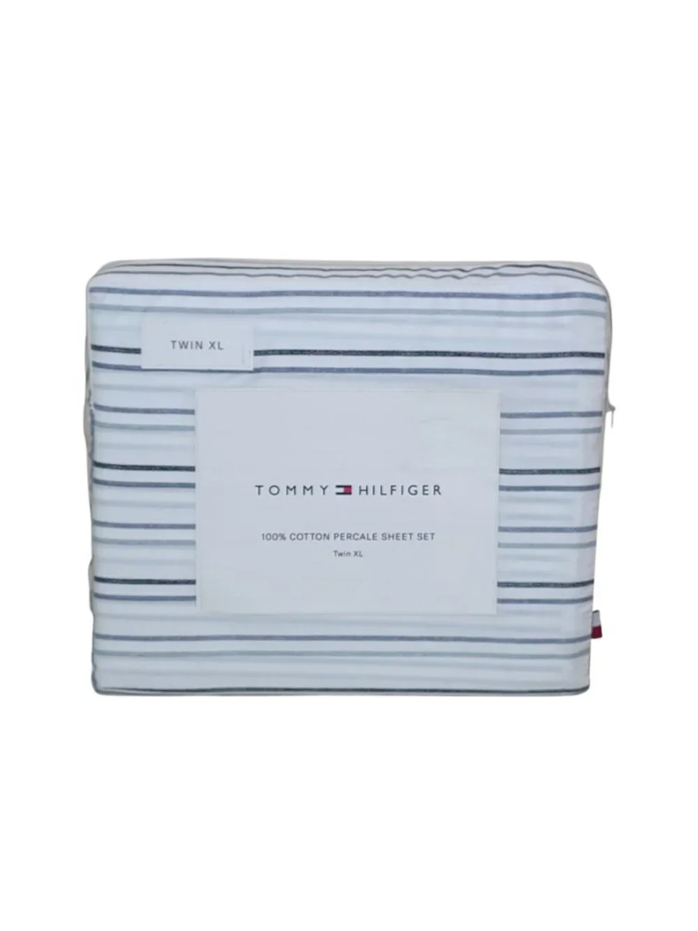 Tommy Hilfiger 100% Cotton Percale Sheet Set Twin XL Seaport Stripe Blue & White